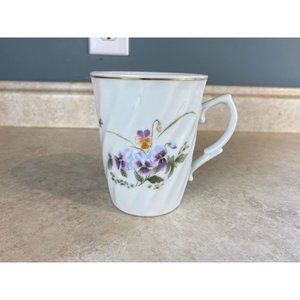 Lady Gourmet Collection Purple Violets Porcelaine Made In China Coffee / Tea Mug